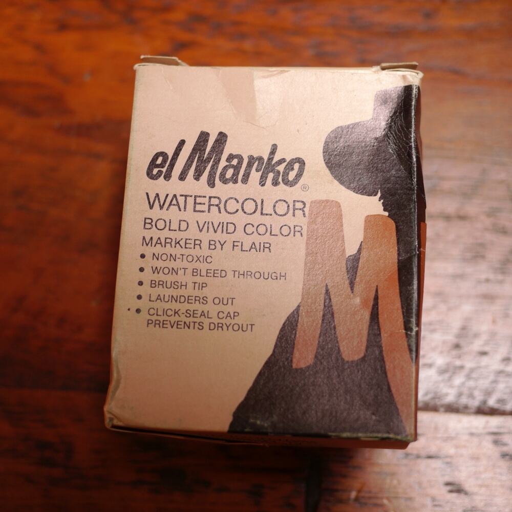 Lot of 12 NEW Vintage EL MARKO 748-01 Watercolor Non-Toxic BROWN Ink MARKERS